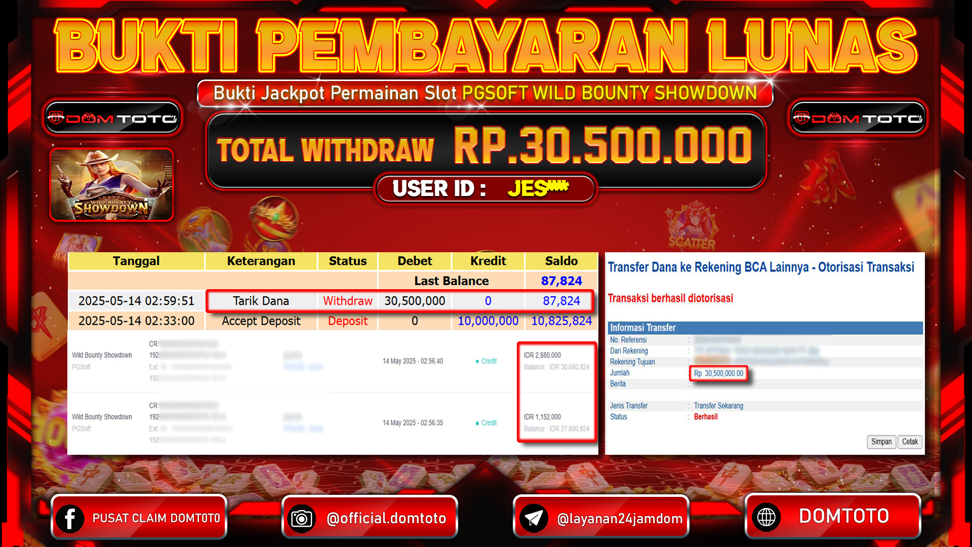 JACKPOT SLOT WILD BOUNTY SHOWDOWN 14 MEI 2025
